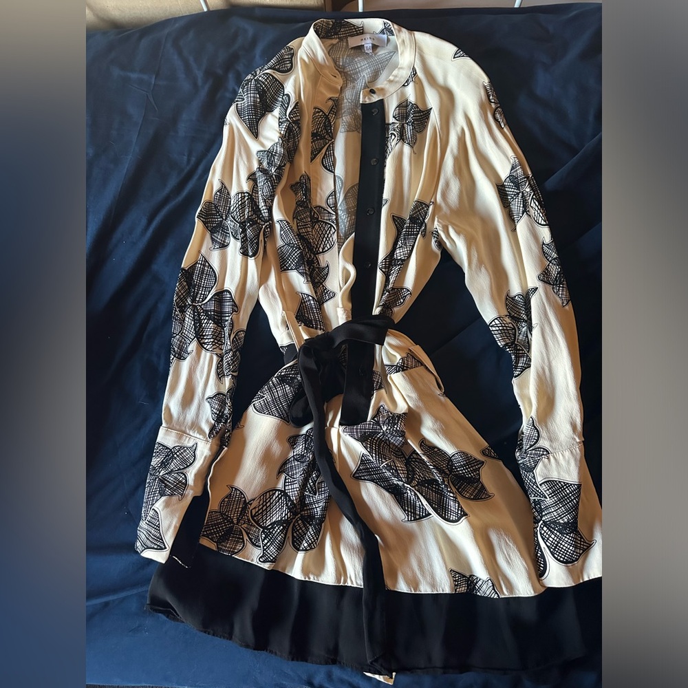 Reiss Black and White Floral Dress S